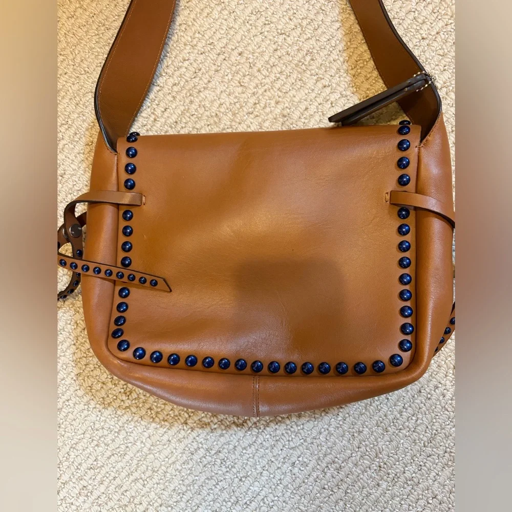 Coach Dakota Crossbody Bag Brown with Blue Studs - Picture 5 of 11